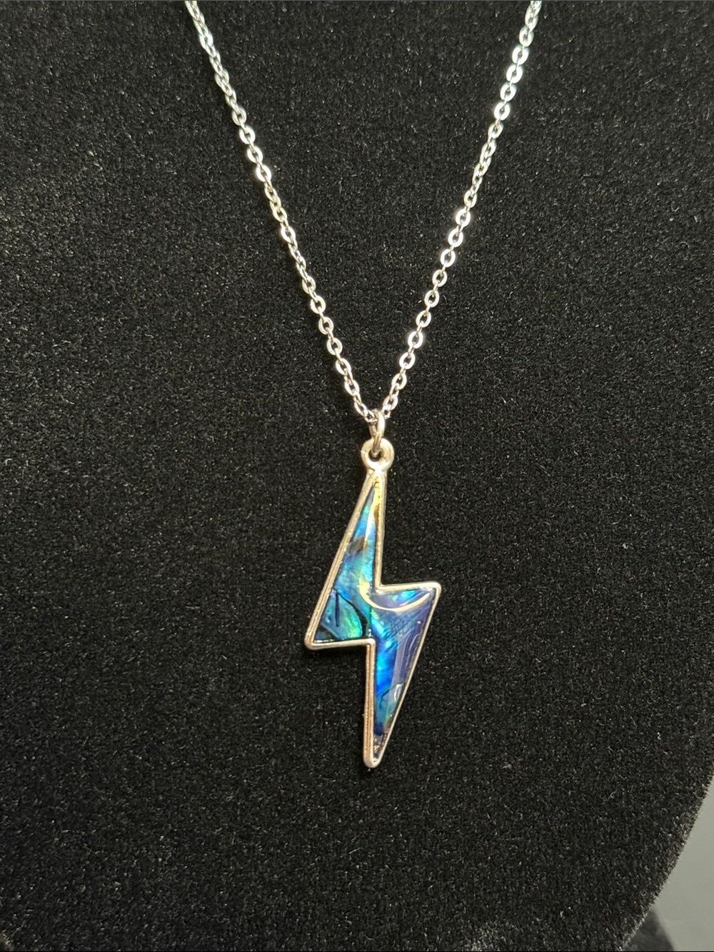 Blue Lightning Bolt Pendant Necklace - Women Jewelry - Picture 2 of 3
